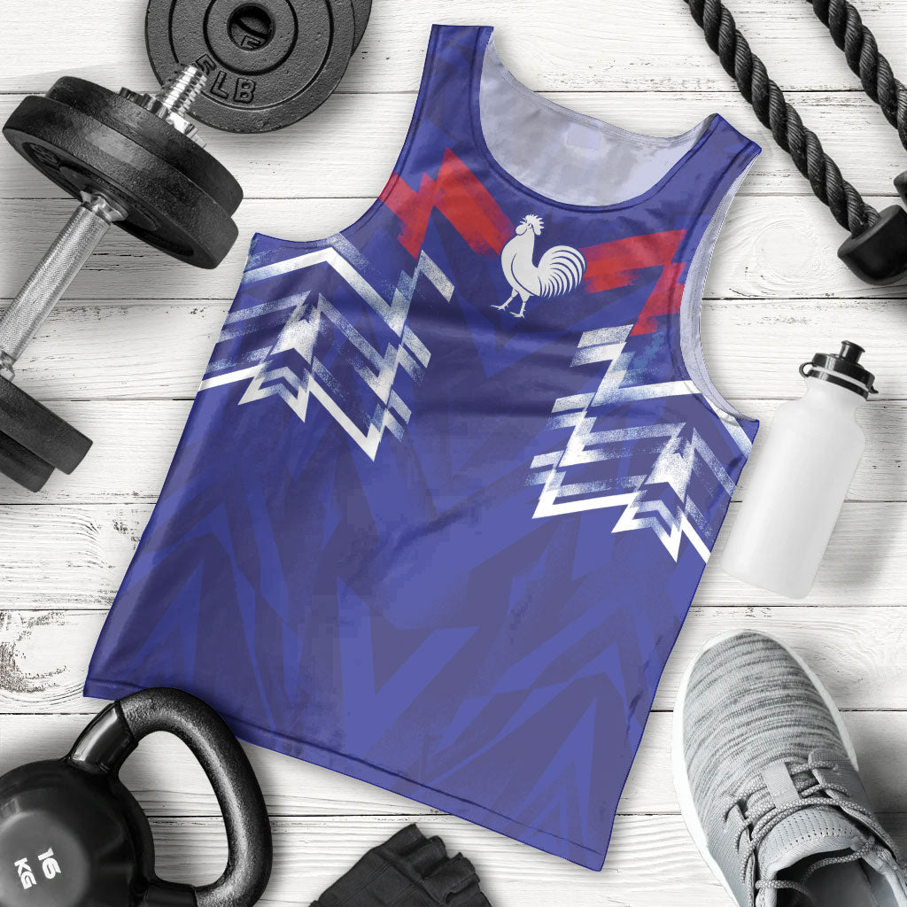 2026 Autumn Rugby Nations France Custom Men Tank Top Red Blue Stripes Grunge Style
