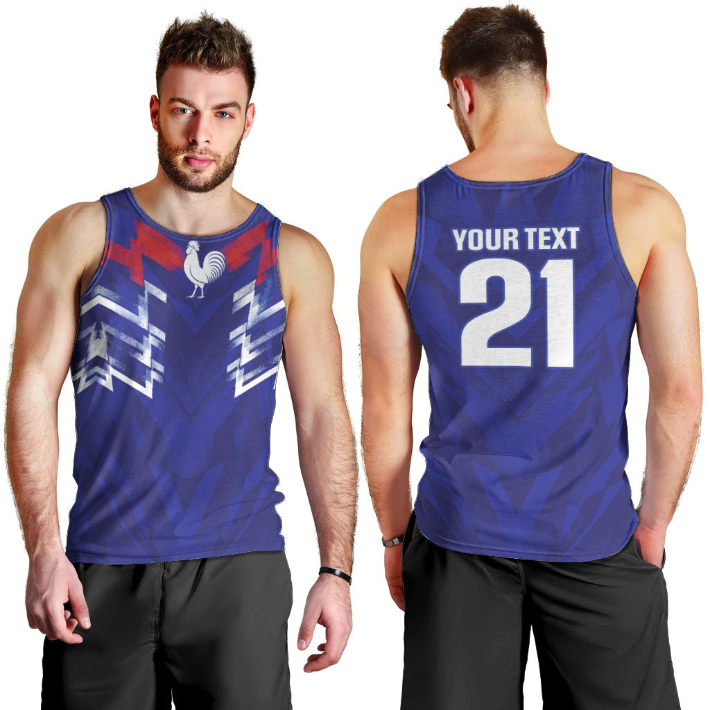 2026 Autumn Rugby Nations France Custom Men Tank Top Red Blue Stripes Grunge Style