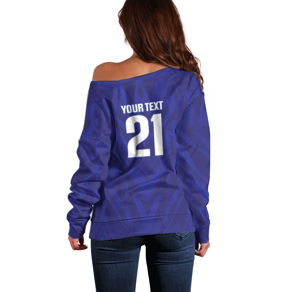 2026 Autumn Rugby Nations France Custom Off Shoulder Sweater Red Blue Stripes Grunge Style