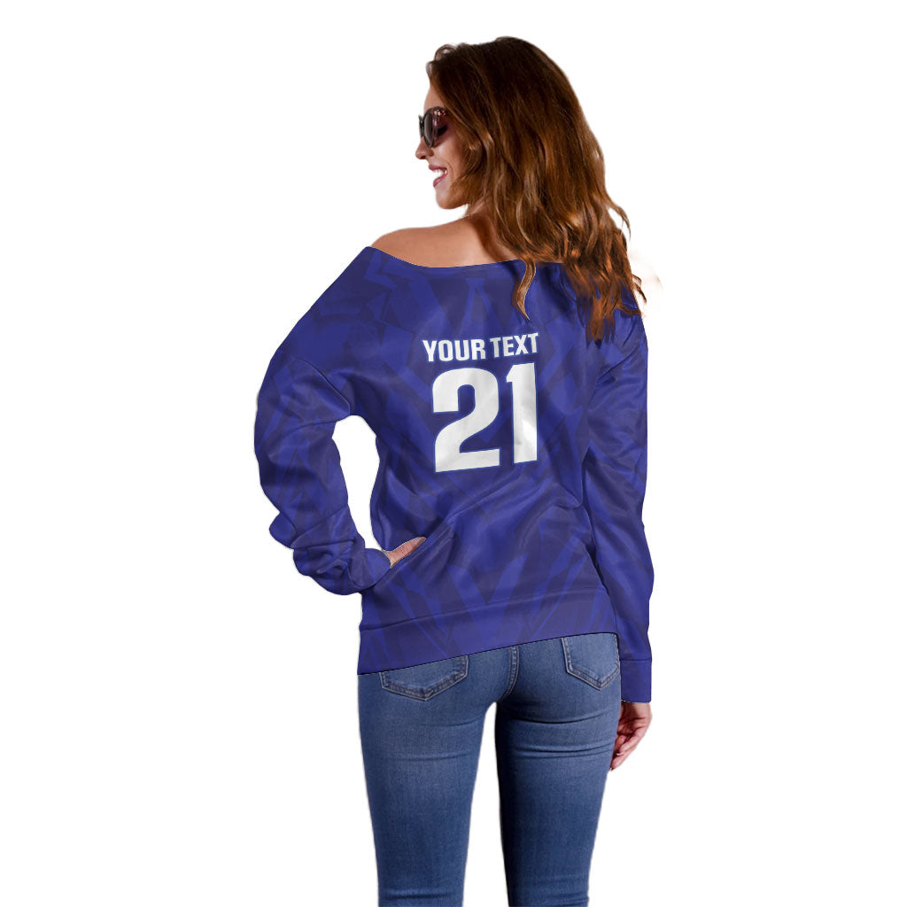 2026 Autumn Rugby Nations France Custom Off Shoulder Sweater Red Blue Stripes Grunge Style