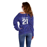 2026 Autumn Rugby Nations France Custom Off Shoulder Sweater Red Blue Stripes Grunge Style