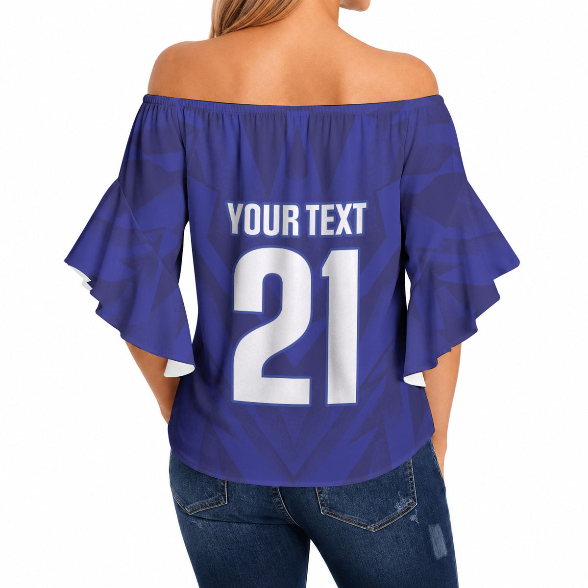 2026 Autumn Rugby Nations France Custom Off Shoulder Wrap Waist Top Red Blue Stripes Grunge Style