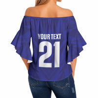 2026 Autumn Rugby Nations France Custom Off Shoulder Wrap Waist Top Red Blue Stripes Grunge Style