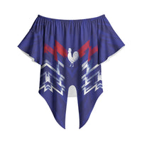 2026 Autumn Rugby Nations France Custom Off Shoulder Wrap Waist Top Red Blue Stripes Grunge Style