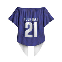 2026 Autumn Rugby Nations France Custom Off Shoulder Wrap Waist Top Red Blue Stripes Grunge Style