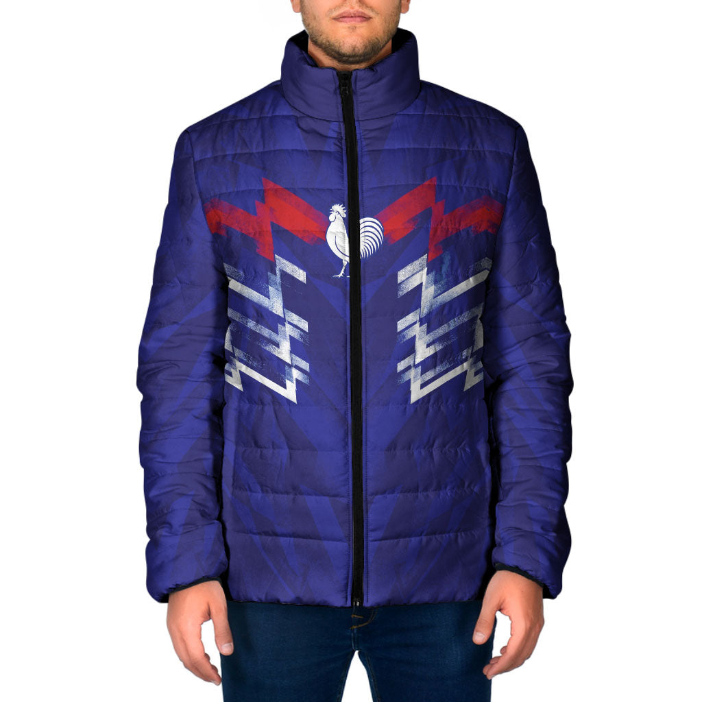 2026 Autumn Rugby Nations France Custom Padded Jacket Red Blue Stripes Grunge Style