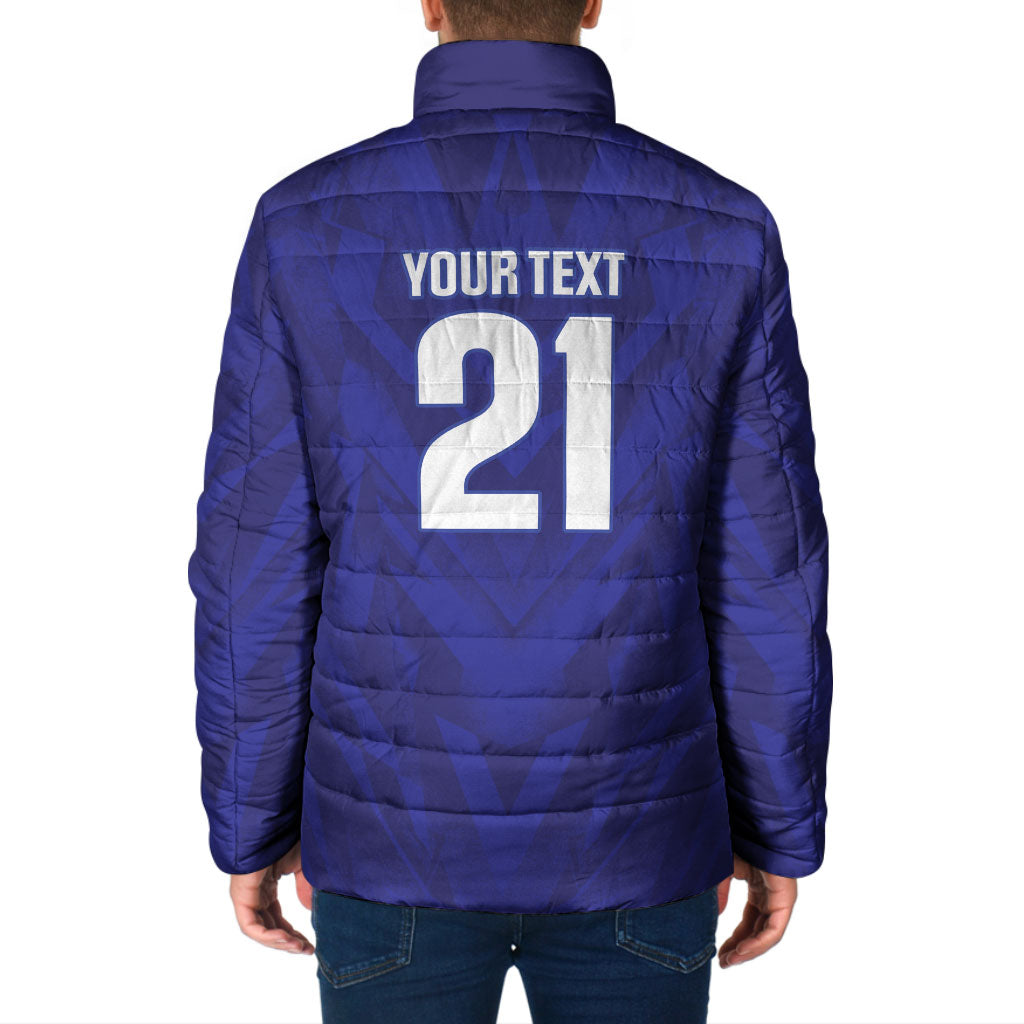2026 Autumn Rugby Nations France Custom Padded Jacket Red Blue Stripes Grunge Style