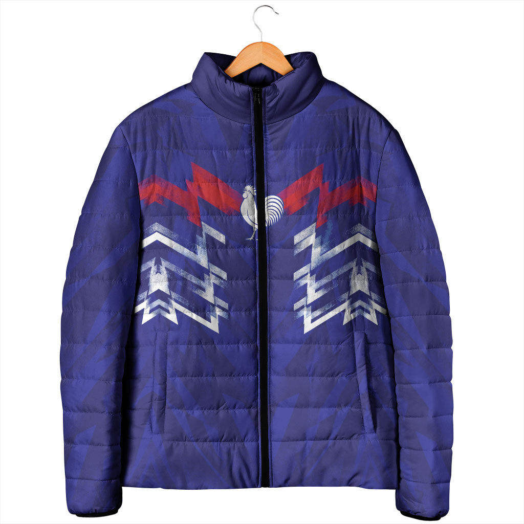 2026 Autumn Rugby Nations France Custom Padded Jacket Red Blue Stripes Grunge Style