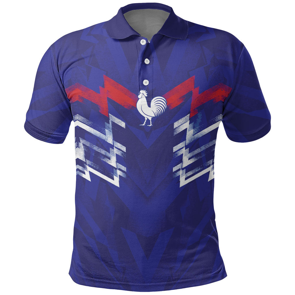 2026 Autumn Rugby Nations France Custom Polo Shirt Red Blue Stripes Grunge Style
