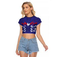2026 Autumn Rugby Nations France Custom Raglan Cropped T Shirt Red Blue Stripes Grunge Style