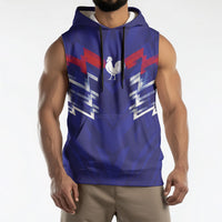 2026 Autumn Rugby Nations France Custom Sleeveless Hoodie Red Blue Stripes Grunge Style