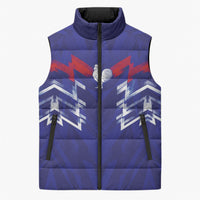 2026 Autumn Rugby Nations France Custom Sleeveless Puffer Jacket Red Blue Stripes Grunge Style