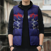 2026 Autumn Rugby Nations France Custom Sleeveless Puffer Jacket Red Blue Stripes Grunge Style
