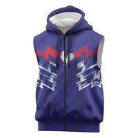 2026 Autumn Rugby Nations France Custom Sleeveless Zip Hoodie Red Blue Stripes Grunge Style