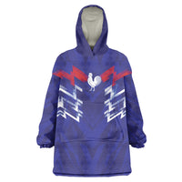 2026 Autumn Rugby Nations France Custom Wearable Blanket Hoodie Red Blue Stripes Grunge Style