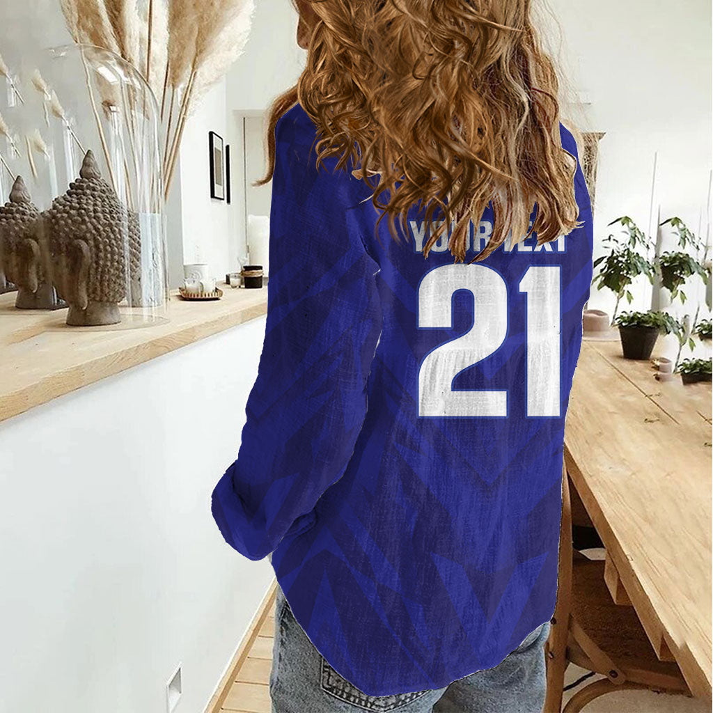 2026 Autumn Rugby Nations France Custom Women Casual Shirt Red Blue Stripes Grunge Style