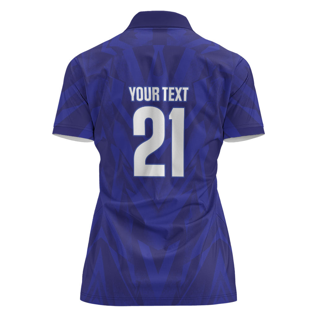 2026 Autumn Rugby Nations France Custom Women Polo Shirt Red Blue Stripes Grunge Style