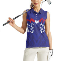 2026 Autumn Rugby Nations France Custom Women Sleeveless Polo Shirt Red Blue Stripes Grunge Style