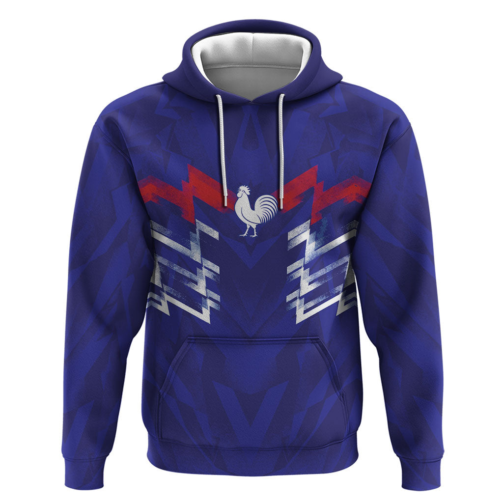 2026 Autumn Rugby Nations France Custom Zip Hoodie Red Blue Stripes Grunge Style