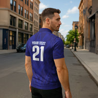 2026 Autumn Rugby Nations France Custom Zipper Polo Shirt Red Blue Stripes Grunge Style