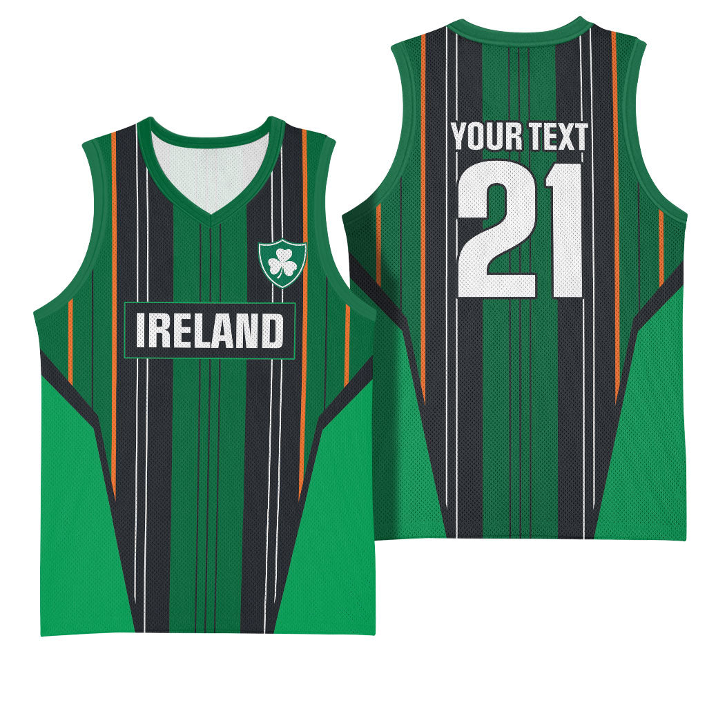 2026 Autumn Rugby Nations Ireland Custom Basketball Jersey Shamrock Gold Green Stripes Style