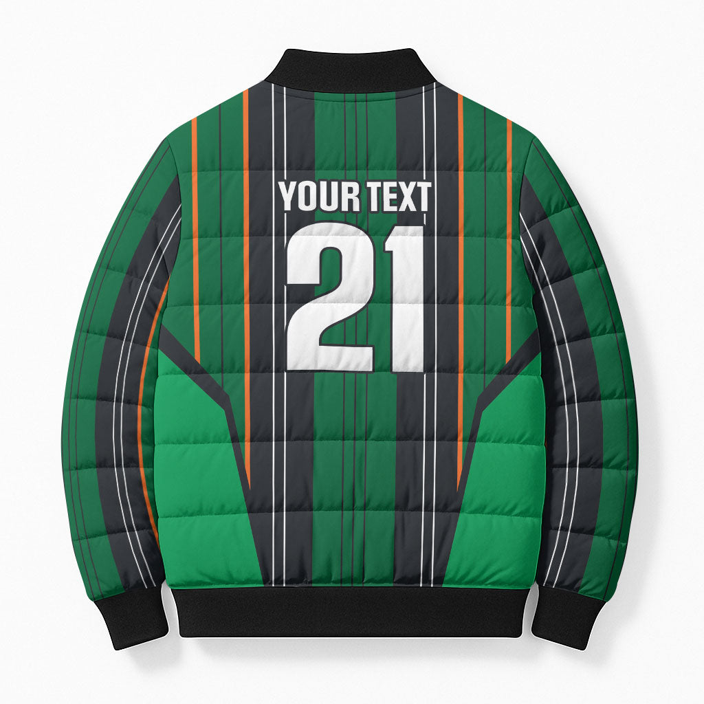 2026 Autumn Rugby Nations Ireland Custom Bomber Puffer Jacket Shamrock Gold Green Stripes Style