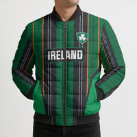 2026 Autumn Rugby Nations Ireland Custom Bomber Puffer Jacket Shamrock Gold Green Stripes Style