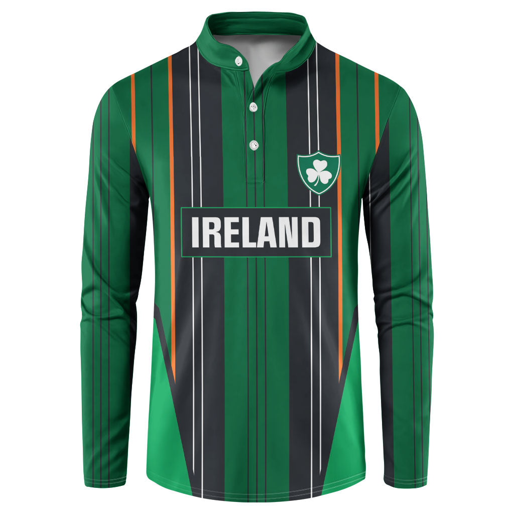 2026 Autumn Rugby Nations Ireland Custom Button Sweatshirt Shamrock Gold Green Stripes Style