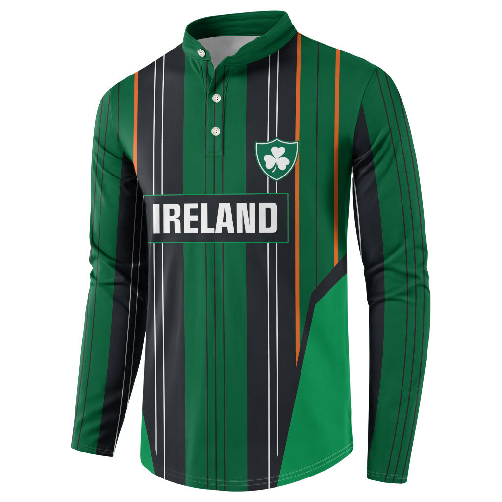 2026 Autumn Rugby Nations Ireland Custom Button Sweatshirt Shamrock Gold Green Stripes Style