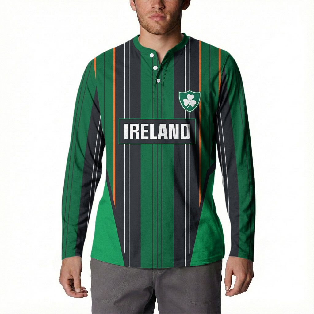 2026 Autumn Rugby Nations Ireland Custom Button Sweatshirt Shamrock Gold Green Stripes Style