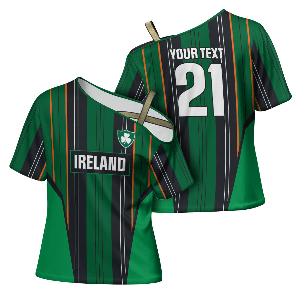 2026 Autumn Rugby Nations Ireland Custom Cross Shoulder Shirt Shamrock Gold Green Stripes Style