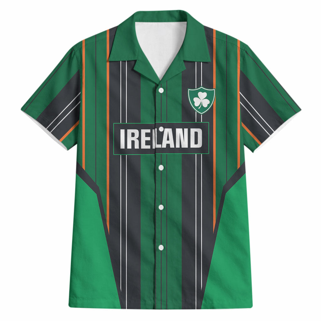 2026 Autumn Rugby Nations Ireland Custom Hawaiian Shirt Shamrock Gold Green Stripes Style