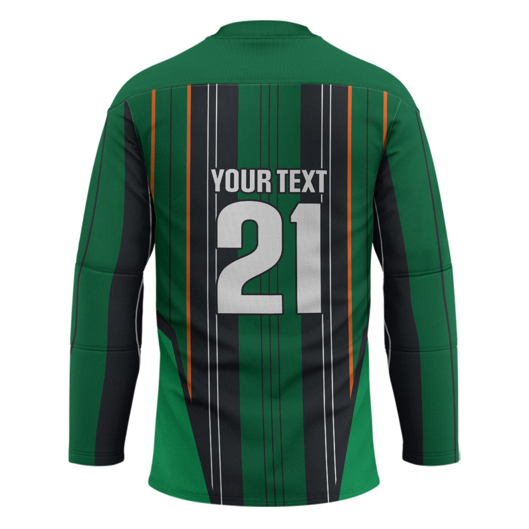 2026 Autumn Rugby Nations Ireland Custom Hockey Jersey Shamrock Gold Green Stripes Style