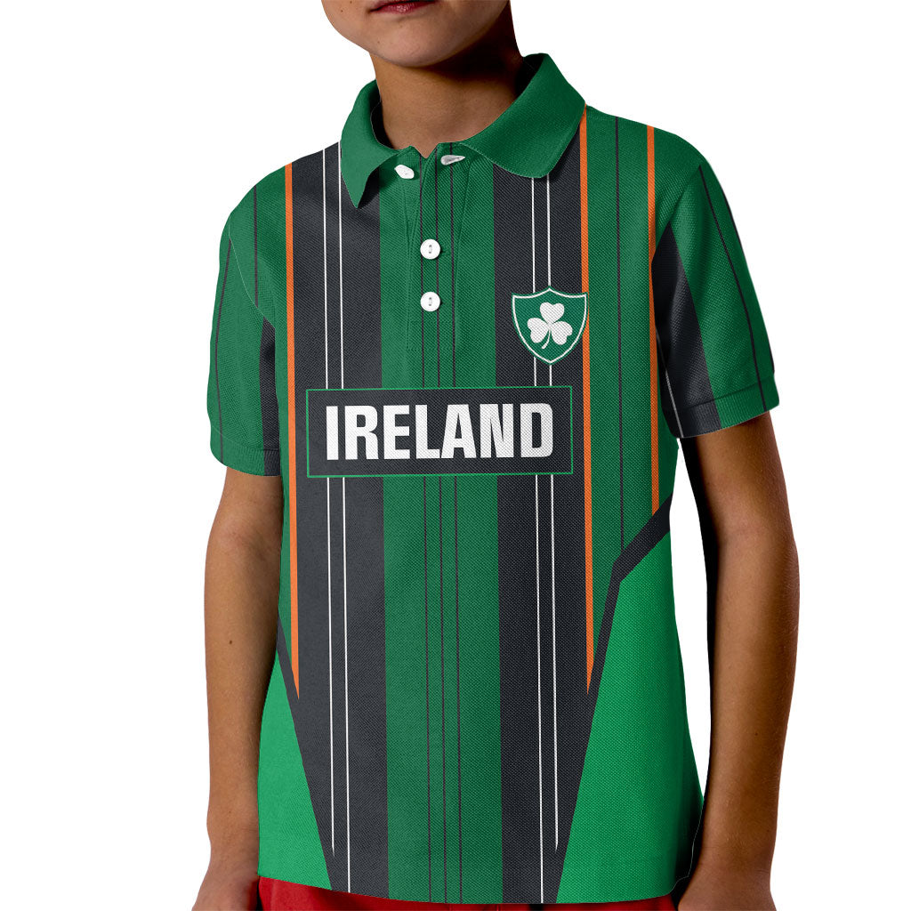 2026 Autumn Rugby Nations Ireland Custom Kid Polo Shirt Shamrock Gold Green Stripes Style