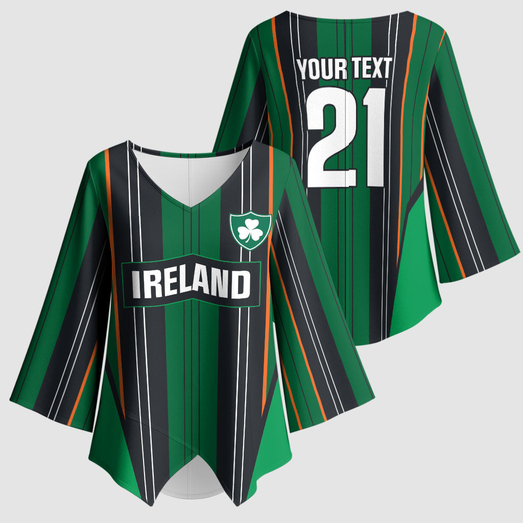 2026 Autumn Rugby Nations Ireland Custom Kimono Sleeve Blouse Shamrock Gold Green Stripes Style