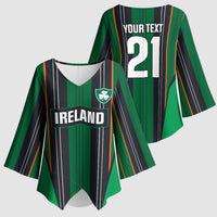 2026 Autumn Rugby Nations Ireland Custom Kimono Sleeve Blouse Shamrock Gold Green Stripes Style