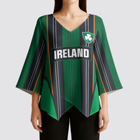 2026 Autumn Rugby Nations Ireland Custom Kimono Sleeve Blouse Shamrock Gold Green Stripes Style
