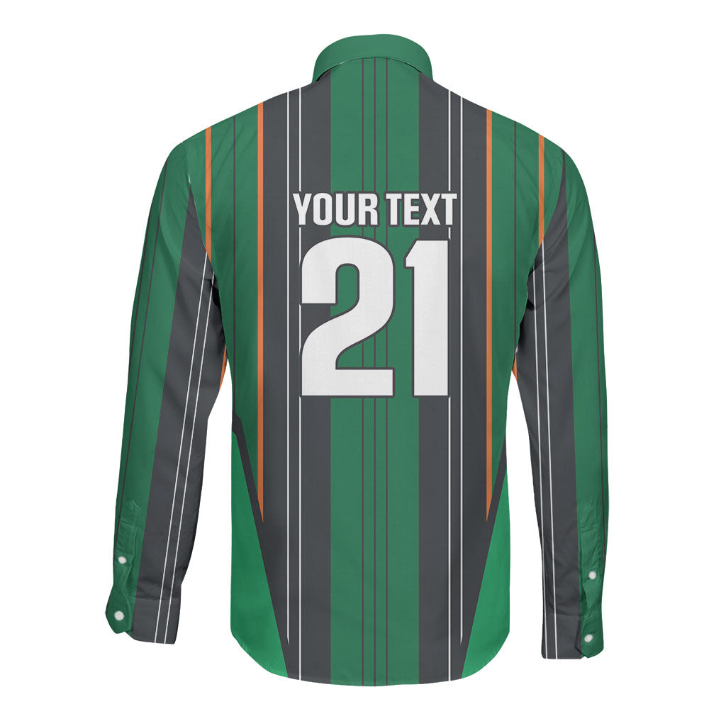 2026 Autumn Rugby Nations Ireland Custom Long Sleeve Button Shirt Shamrock Gold Green Stripes Style