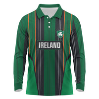 2026 Autumn Rugby Nations Ireland Custom Long Sleeve Polo Shirt Shamrock Gold Green Stripes Style