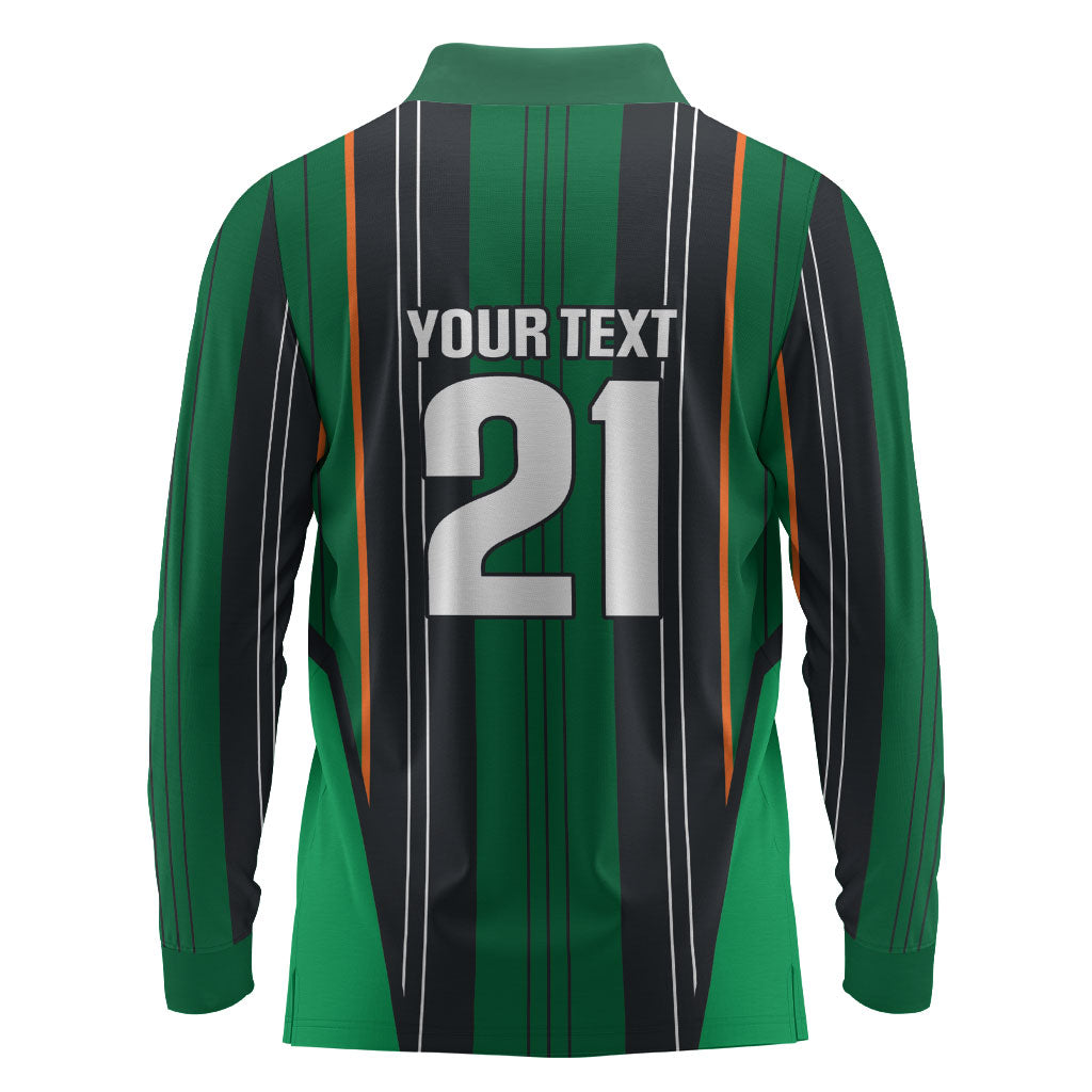 2026 Autumn Rugby Nations Ireland Custom Long Sleeve Polo Shirt Shamrock Gold Green Stripes Style