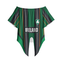 2026 Autumn Rugby Nations Ireland Custom Off Shoulder Wrap Waist Top Shamrock Gold Green Stripes Style