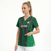 2026 Autumn Rugby Nations Ireland Custom Scrub Top Shamrock Gold Green Stripes Style