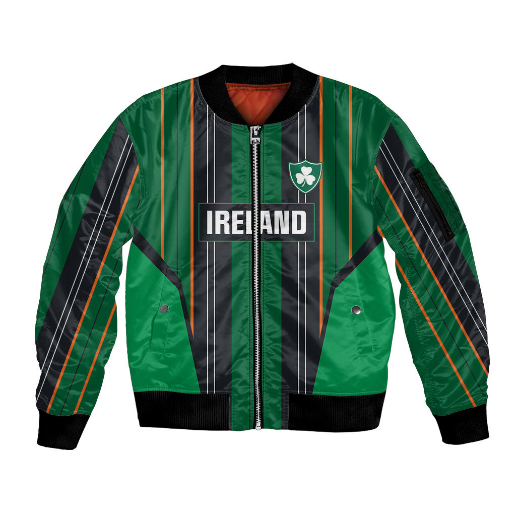 2026 Autumn Rugby Nations Ireland Custom Sleeve Zip Bomber Jacket Shamrock Gold Green Stripes Style