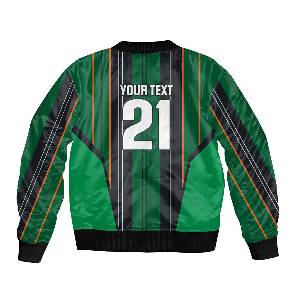 2026 Autumn Rugby Nations Ireland Custom Sleeve Zip Bomber Jacket Shamrock Gold Green Stripes Style