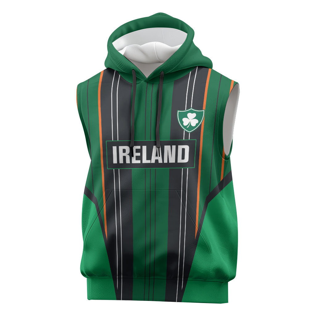 2026 Autumn Rugby Nations Ireland Custom Sleeveless Hoodie Shamrock Gold Green Stripes Style