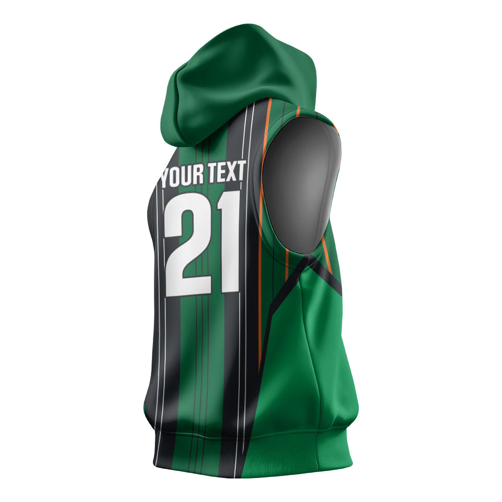 2026 Autumn Rugby Nations Ireland Custom Sleeveless Hoodie Shamrock Gold Green Stripes Style
