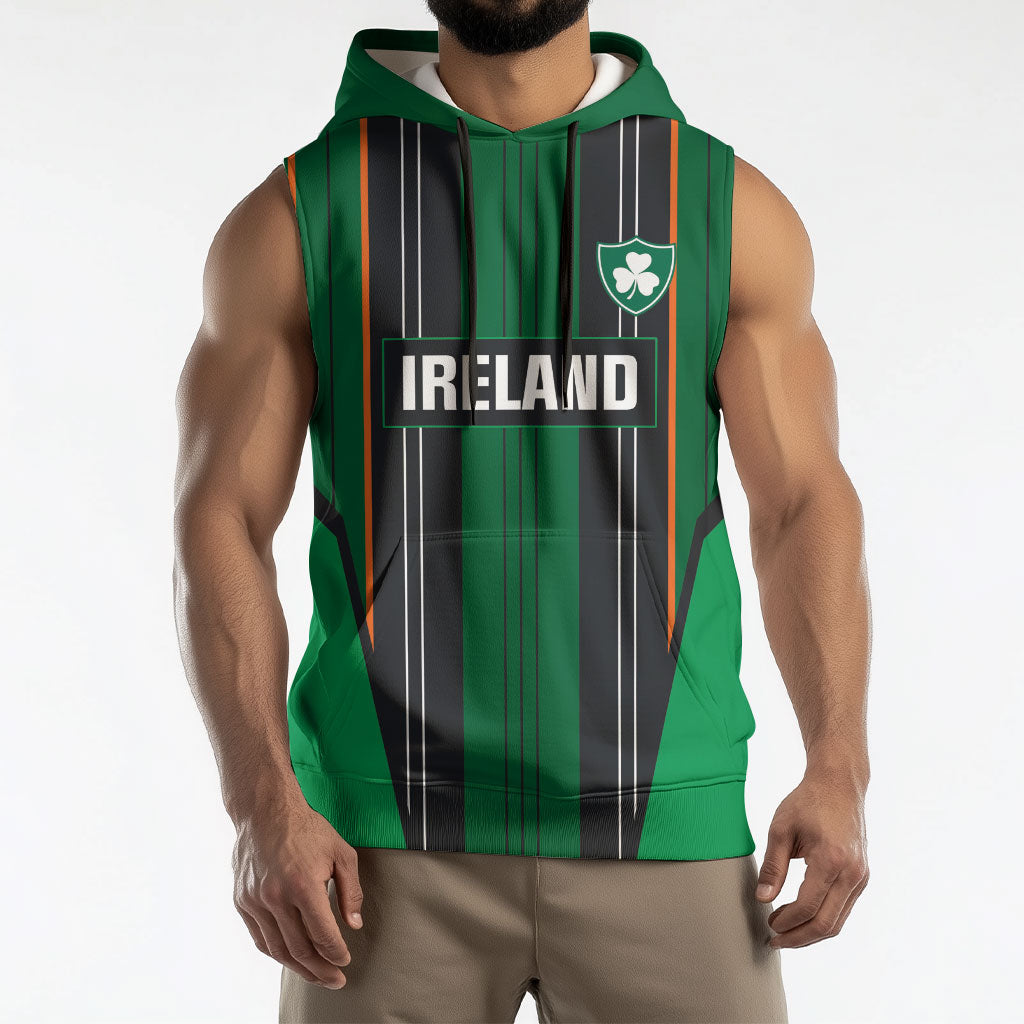 2026 Autumn Rugby Nations Ireland Custom Sleeveless Hoodie Shamrock Gold Green Stripes Style