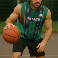 2026 Autumn Rugby Nations Ireland Custom Sleeveless Zip Hoodie Shamrock Gold Green Stripes Style