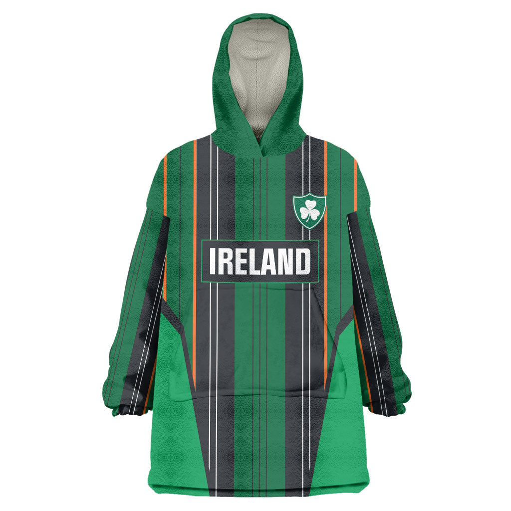 2026 Autumn Rugby Nations Ireland Custom Wearable Blanket Hoodie Shamrock Gold Green Stripes Style