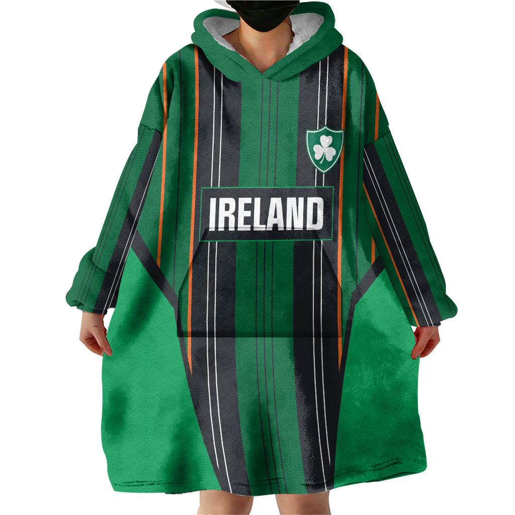2026 Autumn Rugby Nations Ireland Custom Wearable Blanket Hoodie Shamrock Gold Green Stripes Style